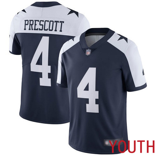 Youth Dallas Cowboys Limited Navy Blue Dak Prescott Alternate #4 Vapor Untouchable Throwback NFL Jersey